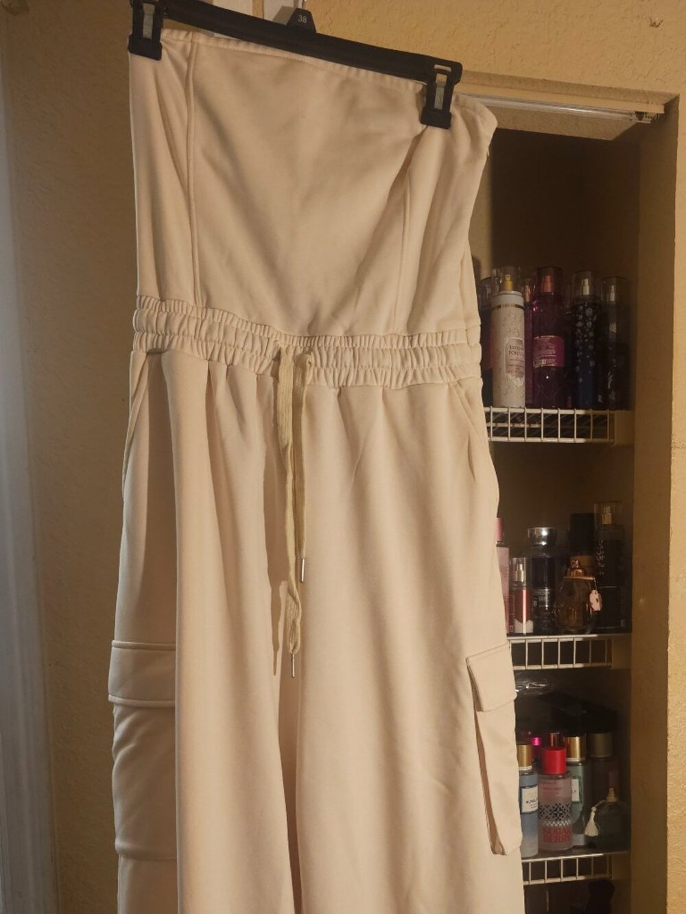 Tube Drawstring Pockets Wide Leg Casual Cargo Jumpsuit